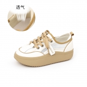 真皮女鞋2023夏季新款网面小白鞋女百搭厚底休闲鞋女运动平底鞋女