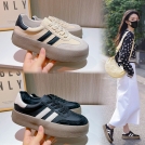 真皮德训鞋女2023秋季新款女士厚底运动板鞋女复古阿甘鞋休闲女鞋