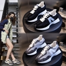 头层猪皮女鞋2023秋季新款运动阿甘鞋女百搭真皮休闲老爹鞋子女款