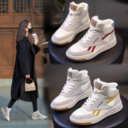 真皮小白鞋女秋季2023新款韩版百搭高帮厚底休闲女鞋平底单鞋女潮