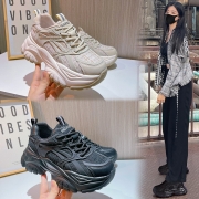 吸膜底老爹鞋秋季2023女士新款厚底真皮休闲女鞋百搭跑步运动鞋女