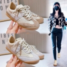 真皮德训鞋女2023秋季新款女士网面透气平底女鞋休闲百搭小白鞋女