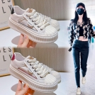 真皮贝壳头小白鞋女2023秋季新款女士休闲鞋女百搭饼干鞋厚底女鞋