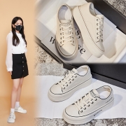 真皮小白鞋女2023秋季新款女士厚底增高鞋休闲时尚单鞋女百搭女鞋