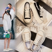 真皮小白鞋女2023秋季新款百搭鞋子女休闲厚底增高女鞋褶皱板鞋女